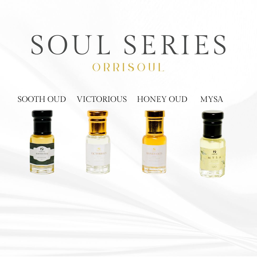 Orrisoul Soul Series Attar Gift Set | Signature Attar Collection | Pack of 4 | Premium Long Lasting Attars for Men & Women | Sooth Oud, Victorious, Honey Oud, Mysa | Alcohol-Free Perfume Oil Combo
